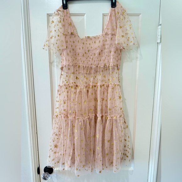 Free People Starbright Dress metallic gold bodice long tunic - Picture 7 of 16